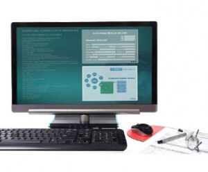 electronic health record on technician's computer screen