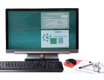 electronic health record on technician's computer screen